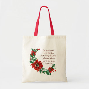 Luke 2:11 Manuscript voor de Verse van de Bijbel v Tote Bag