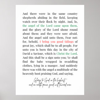 Luke 2:8-14 Bijbelversie, Kerstmis Poster