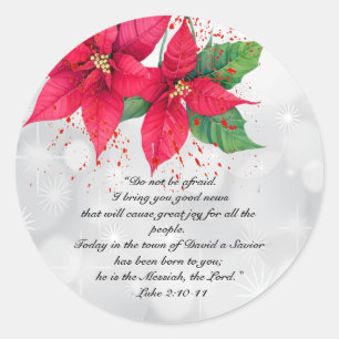 Luke 2 Mooie Waterverf Poinsettia Floral Ronde Sticker