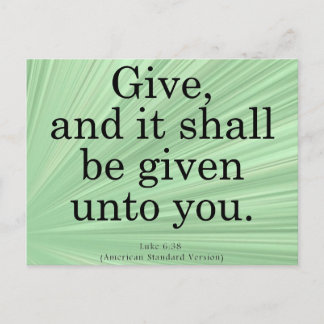 Luke 6-38 geven briefkaart