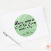 Luke 6-38 geven ronde sticker (Envelop)