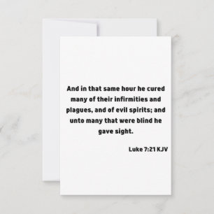 Luke 7:21 KJV Bijbelverse platte Wenskaart Kaart