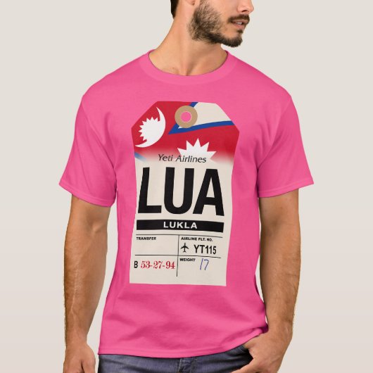 Lukla (Lua) Nepal Airline Bagagelabel T-shirt (Voorkant)