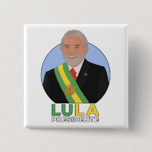 Lula Presidente Vierkante Button 5,1 Cm