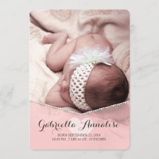 Lullabe rose bébé fille Faire-part de naissance ph