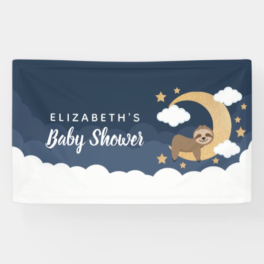 Lullaby Baby Sloth Moon Baby shower Banner (Horizontaal)