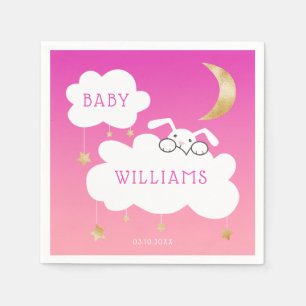 Lullaby Bunny Baby shower Pink Gold Servet