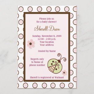 Lullabye Ladybug 5x7 Pink Invitations tendance