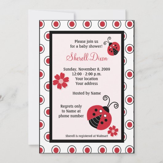 Lullabye Ladybug 5x7 Pink Invitations tendance (Devant)