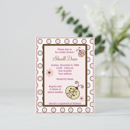 Lullabye Ladybug Mod Invitations de douches pour b (Debout devant)