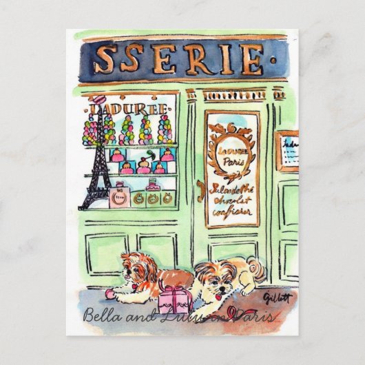 Lulu & Bella aller à Paris carte postale (Devant)