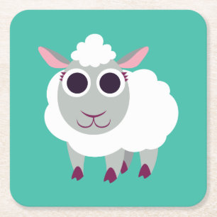 Lulu the Sheep Vierkante Kartonnen Onderzetter
