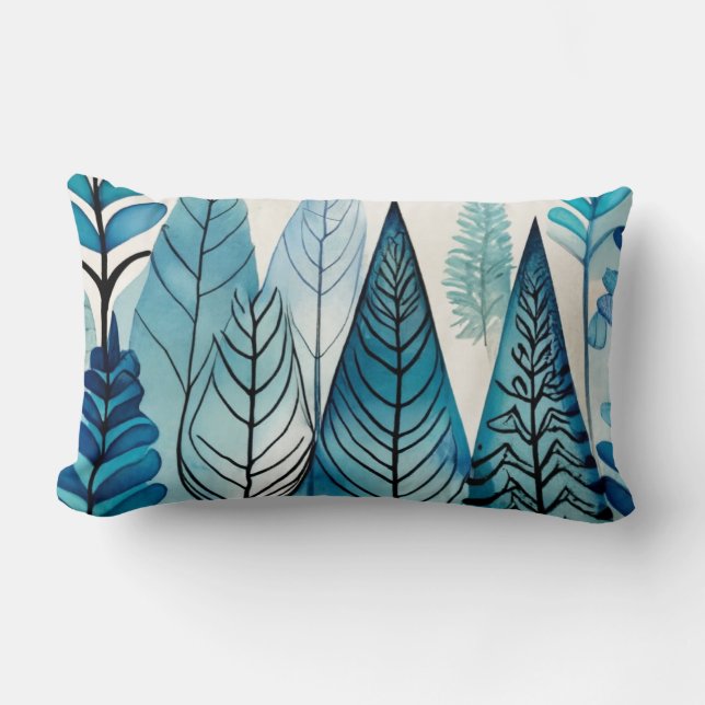 Lumbale blauwe kerstbomen kussen (Voorkant)