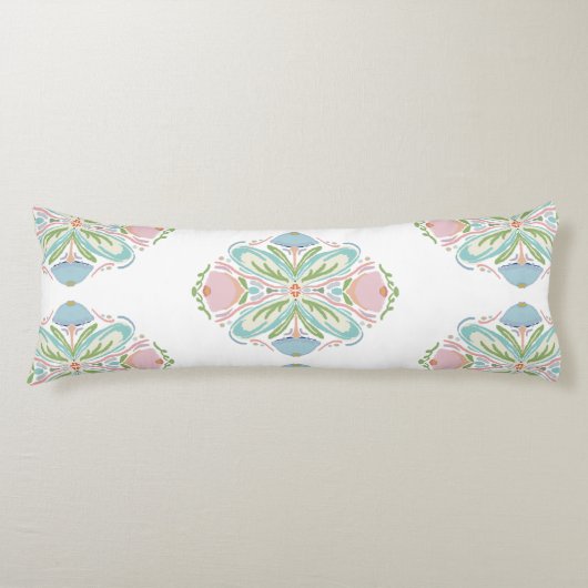 Lumbar Coussin Bleu rose Vert Floral Abstrait (Devant)