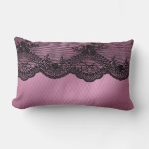 Lumbar Coussin décoratif Dentelle Rose réversible