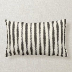 Lumbar FarmHouse-Black-Ticking-Outdoor-Indoor M L Kussen