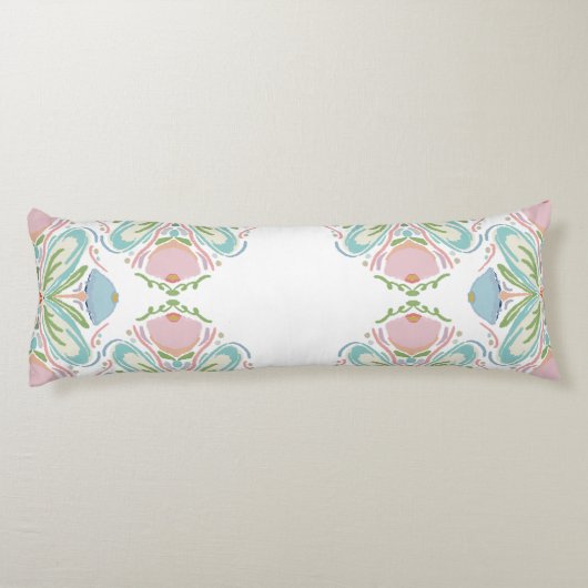 Lumbar Kussen Blauw Roze Groen Bloemen Abstract (Achterkant)