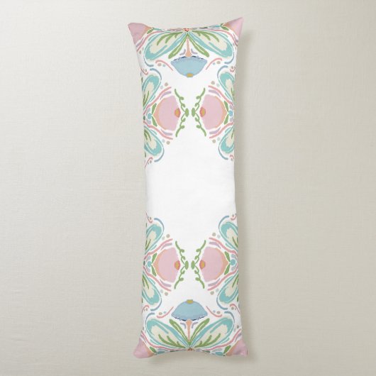 Lumbar Kussen Blauw Roze Groen Bloemen Abstract (Achterkant (Verticaal))