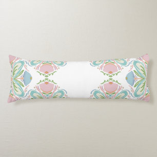 Lumbar Kussen Blauw Roze Groen Bloemen Abstract