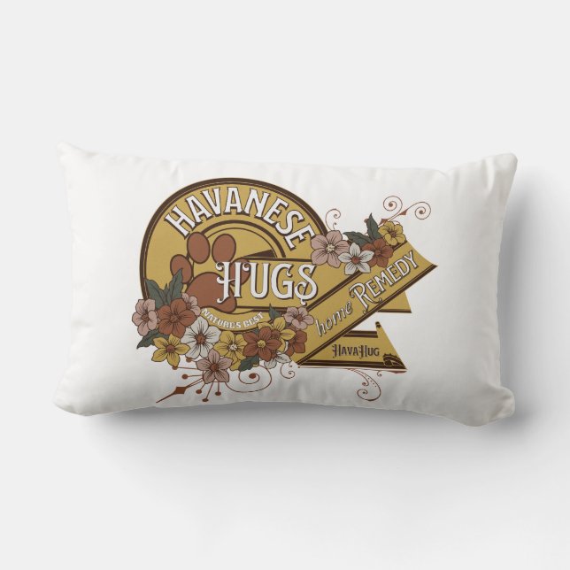 Lumbar Pillow, Floral, Gift for Havanese Hondenlie Kussen (Achterkant)
