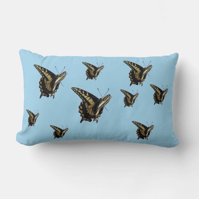 Lumbar Pillow - Swallowtail Butterflies op Blue Kussen (Voorkant)