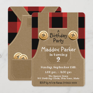 Lumber Jack overalls verjaardagsfeestje Kaart