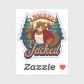 Lumber Jacked Beaver Funny Lumberjack Pun Design Sticker (Vel)