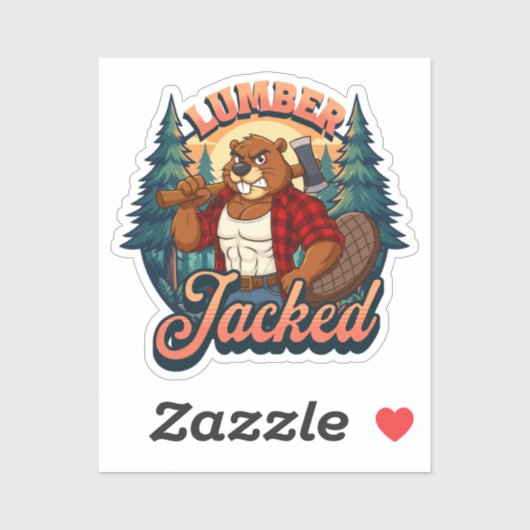 Lumber Jacked Beaver Funny Lumberjack Pun Design Sticker (Vel)