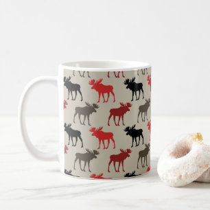 Lumber Red Black Grey Silhouette Antler Deer Koffiemok