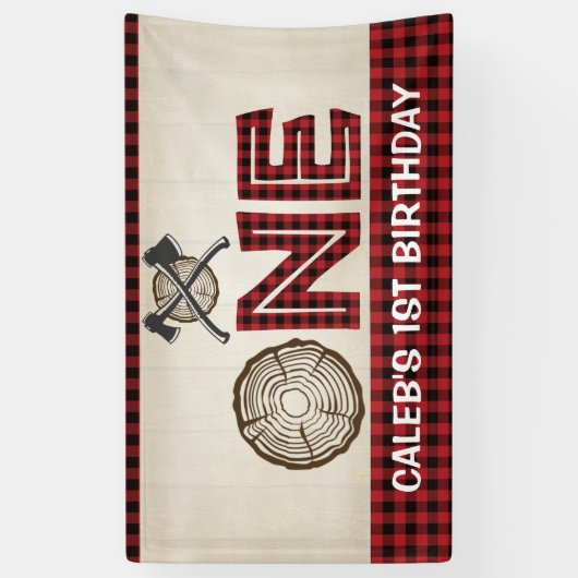 Lumberjack 1e Verjaardag Banner - Lumberjack (Verticaal)