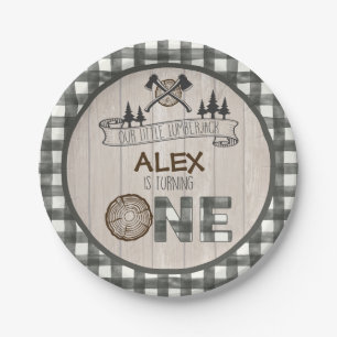 Lumberjack 1e Verjaardag Papier Bord - Assen Wit