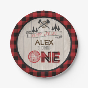 Lumberjack 1e Verjaardag Papier Bord - Bijlen Rood