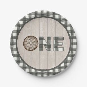 Lumberjack 1e Verjaardag Papier Bord - EEN Wit
