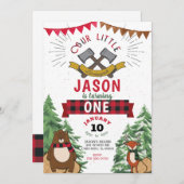 Lumberjack 1er anniversaire Invitation (Devant / Derrière)