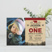 Lumberjack 1er anniversaire Invitation Ours Woodla (Debout devant)