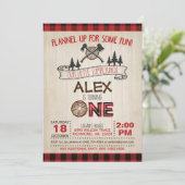 Lumberjack 1er Anniversaire Invitation - Rouge (Debout devant)