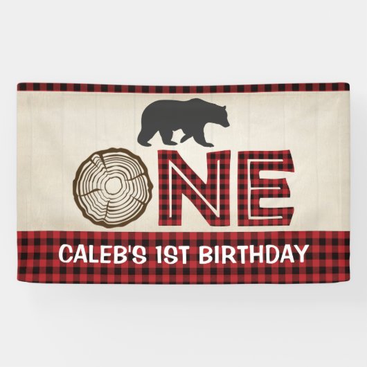 Lumberjack 1st Birthday Banner - Beer (Horizontaal)
