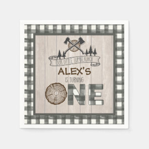 Lumberjack 1st Birthday Napkin - As White Servet