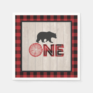 Lumberjack 1st Birthday Napkin - Beer Red ONE Servet