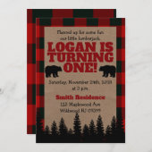 Lumberjack 1st Birthday Uitnodiging (Voorkant / Achterkant)
