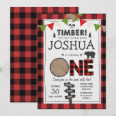 Lumberjack Anniversaire Invitation Forêt Anniversa (Devant / Derrière)
