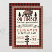 Lumberjack Anniversaire Invitation Forêt Anniversa (Devant / Derrière)