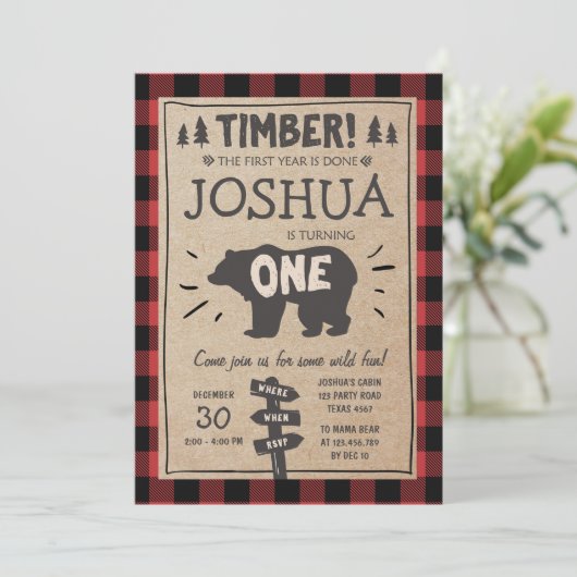 Lumberjack Anniversaire Invitation Forêt Anniversa (Debout devant)