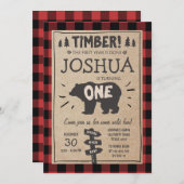 Lumberjack Anniversaire Invitation Forêt Anniversa (Devant / Derrière)
