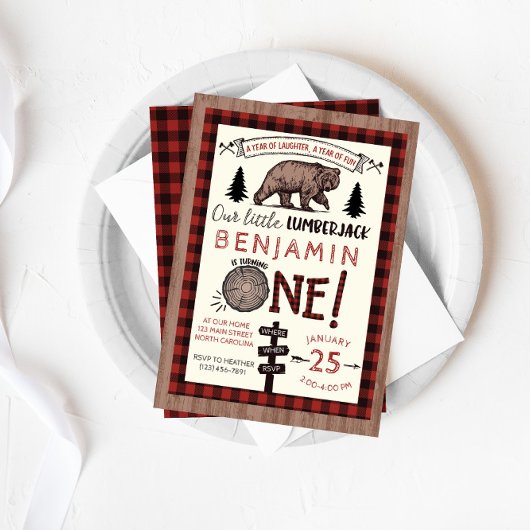 Lumberjack Anniversaire Invitation Forêt Anniversa