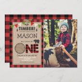 Lumberjack Anniversaire Invitation Forêt Anniversa (Devant / Derrière)