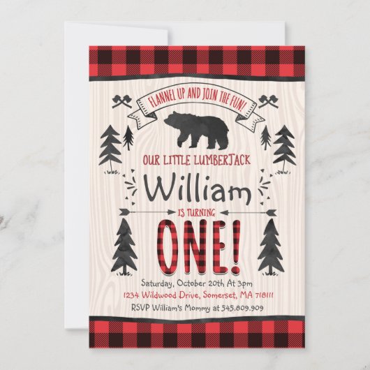 Lumberjack Anniversaire Invitation Lumberjack Part (Devant)