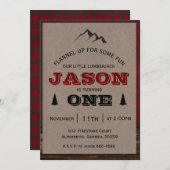 Lumberjack Anniversaire Invitation Montagne (Devant / Derrière)