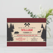 Lumberjack Anniversaire Invitation Red Woodland In (Debout devant)