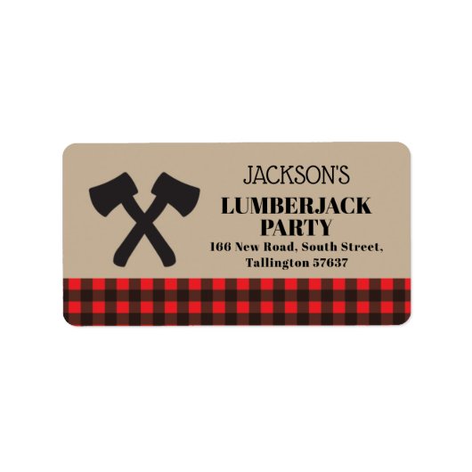 Lumberjack Anniversaire Red Plaid Étiquettes de ad (Devant)